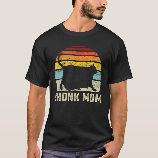 T-shirt Chonk Chat Maman Échelle Mème Drôle Retro Style ma (Devant)