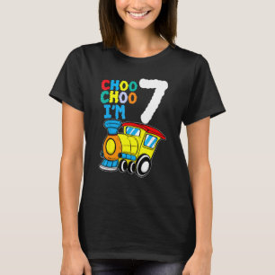 T-shirt Choo Choo I'm 7 Years Old Locomotive Train 7th Bir