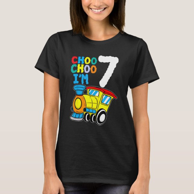 T-shirt Choo Choo I'm 7 Years Old Locomotive Train 7th Bir (Devant)