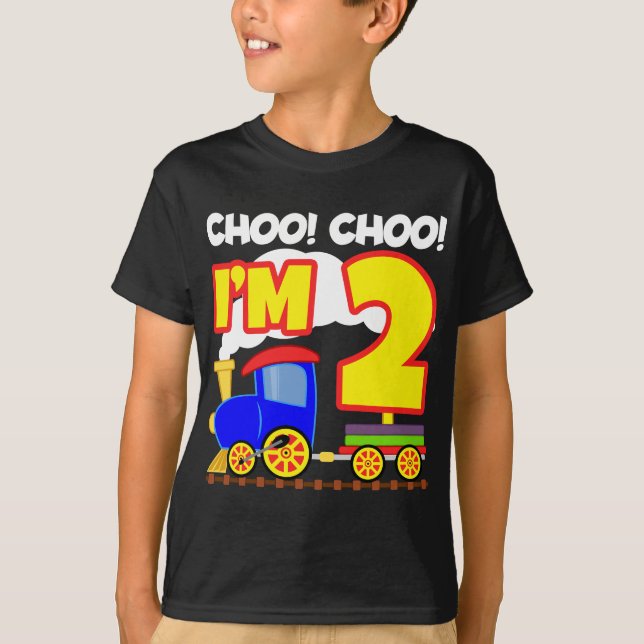 T-shirt Choo Choo Train 2nd Birthday - Choo Choo I m 2 (Devant)