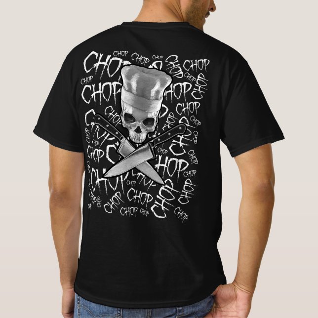 T-shirt Chop Chop Chop Funny Manic Chef Crâne (Dos)