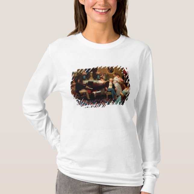 T-shirt Chopin jouant le piano (Devant)
