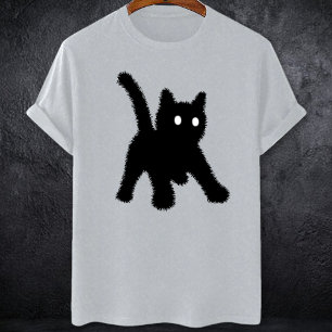 T-shirt Choqué surpris mème de chat noir anxiété sociale