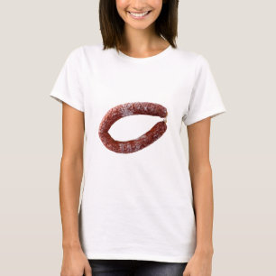 T-shirt Chorizo saucisse isolée comme coupée