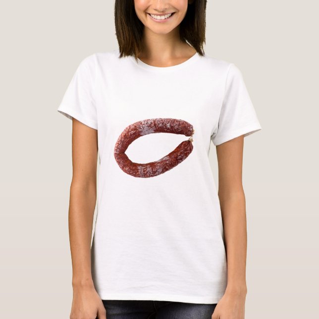 T-shirt Chorizo saucisse isolée comme coupée (Devant)