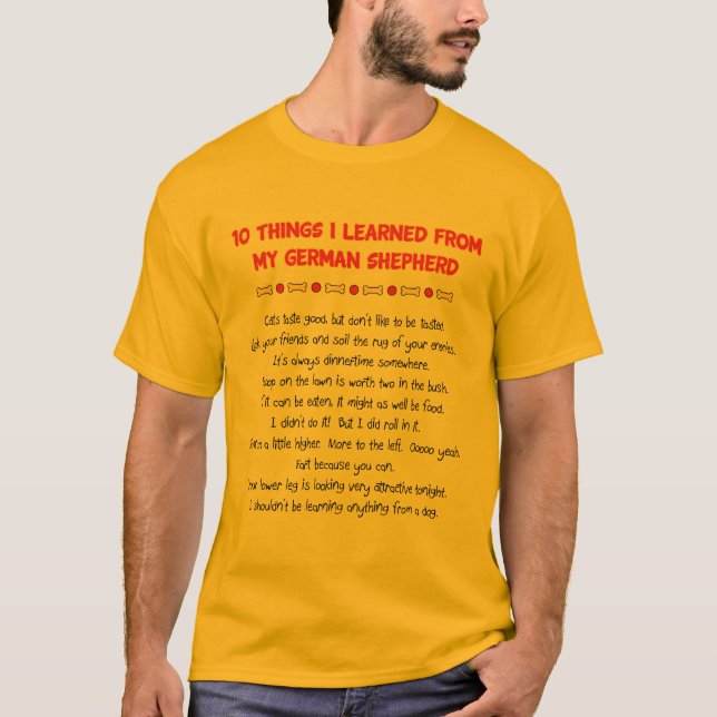 T-shirt Choses drôles I appris de mon berger allemand (Devant)
