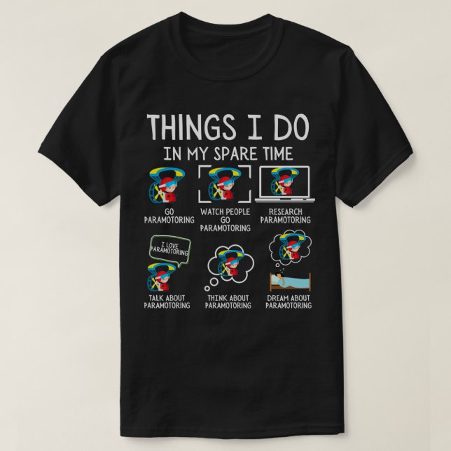 T-shirt Choses que je fais dans mon temps libre Paramotori (Design devant)