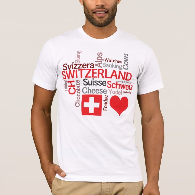 T-shirt Choses suisses préférées - amour Suisse d'I (Devant)