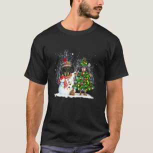 T-shirt Chou Dachshund Snowman Tree Chien de Noël