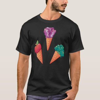T-shirt Chou rouge pomme et légumes brocoli crème glacée f