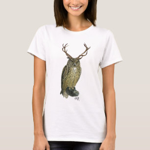 T-shirt Chouette avec Antlers plain 2