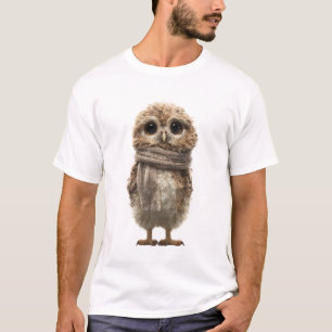 T-shirt Chouette bébé adorable dans une écharpe d'hiver co