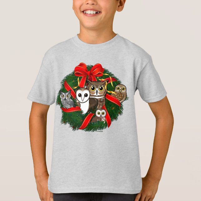 T-shirt Chouette Birdorable Couronne de Noël (Devant)