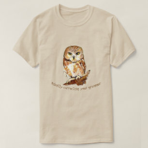T-shirt Chouette blanche à mâchoires, Citation de grammair