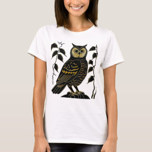 T-shirt Chouette Brown aux vignes feuillues