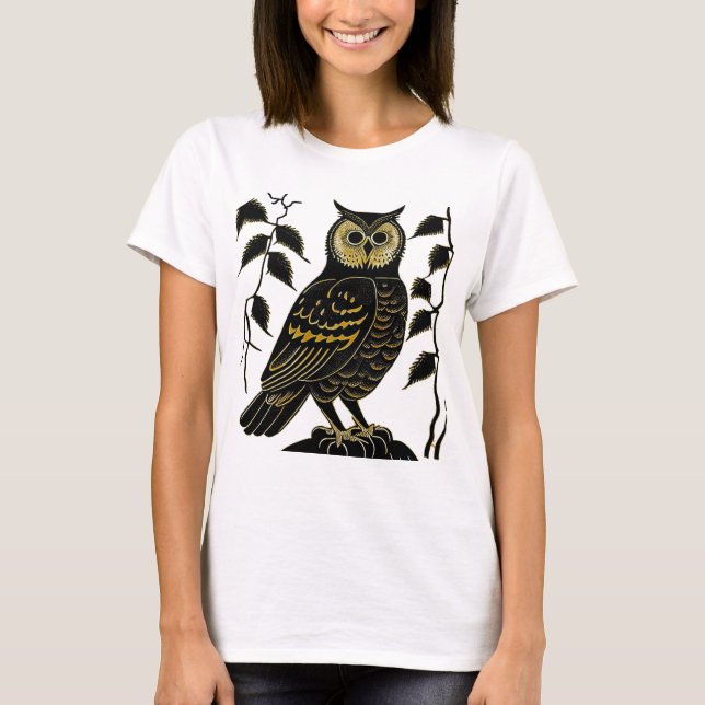 T-shirt Chouette Brown aux vignes feuillues (Devant)