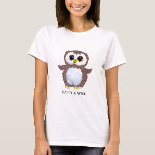T-shirt Chouette brune sage mignonne