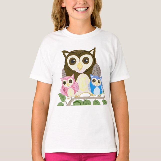 T-shirt Chouette colorée (Devant)