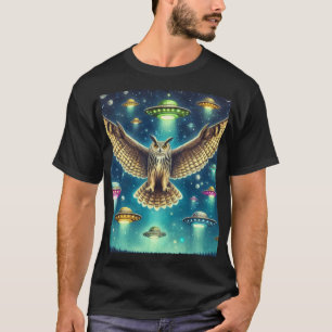 T-shirt Chouette cosmique - OVNI dans le ciel