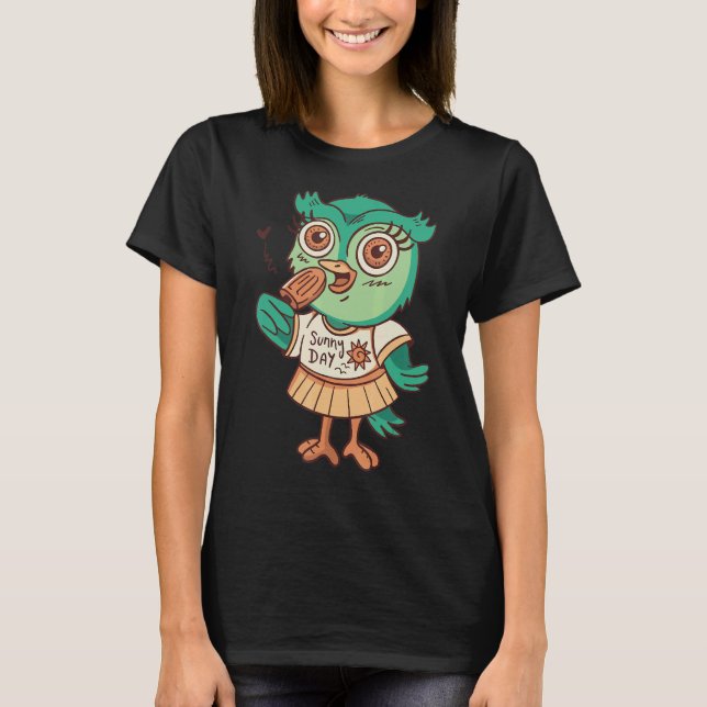 T-shirt Chouette Crème de glace Aliments Zoo Animaux Enfan (Devant)