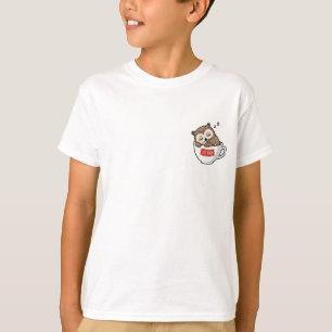 T-shirt Chouette de café endormie Illustration mignonne po