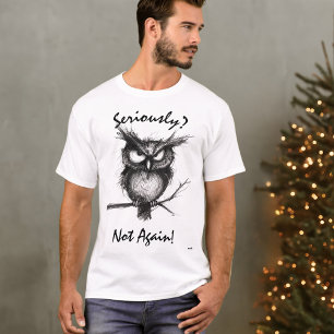 T-shirt Chouette de croquis drôle – Texte modifiable de la