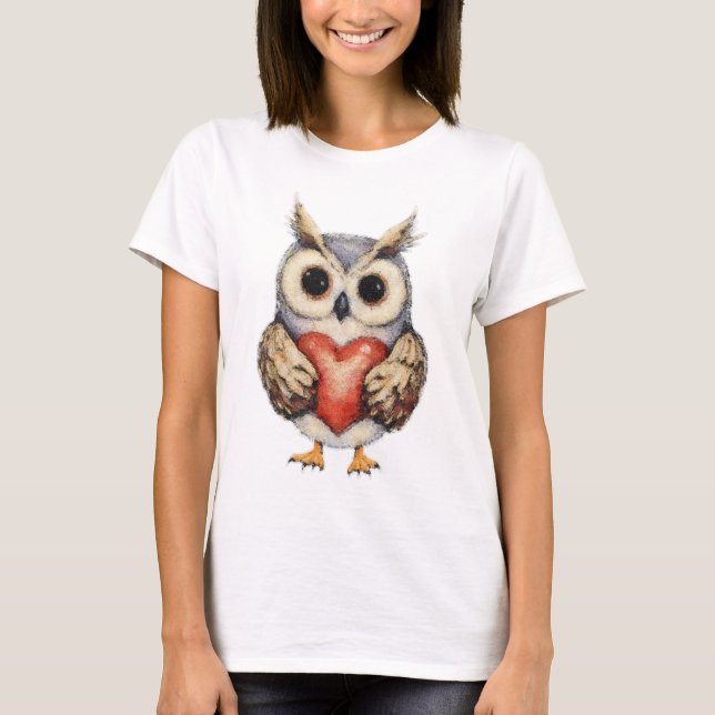 T-shirt Chouette de l'amour - Peinture de Chouette qui réc (Devant)