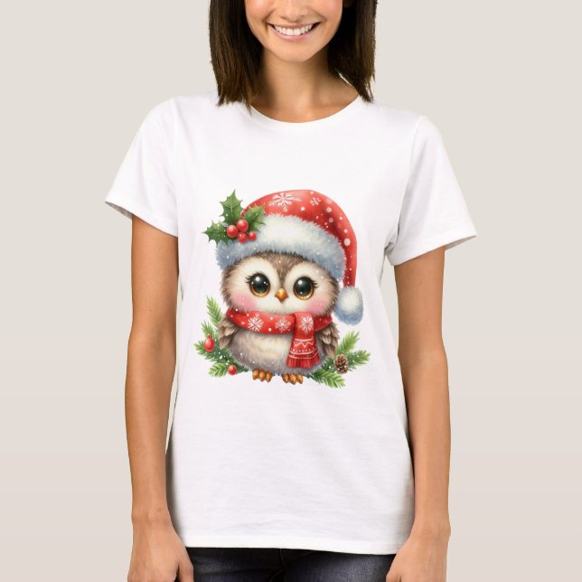 T-shirt Chouette de Noël, T-shirt 100% coton (Devant)