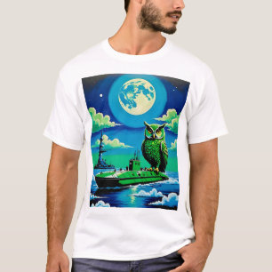 T-shirt Chouette de nuit sur le sous-marin T Chemise Surre