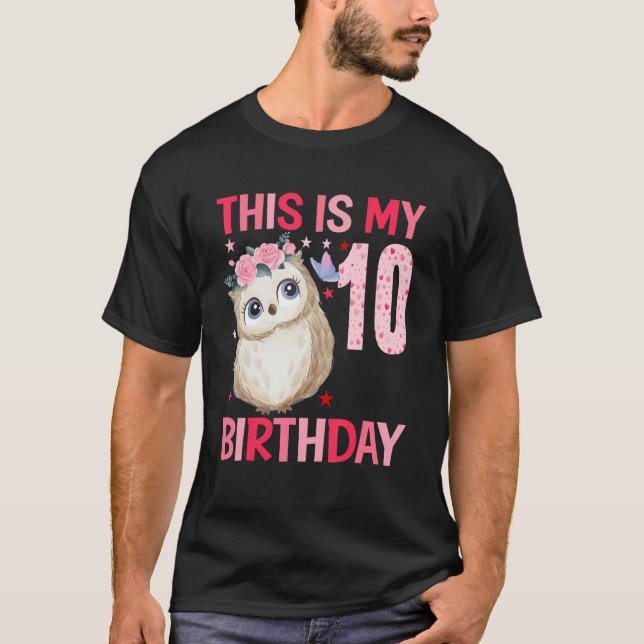 T-shirt Chouette des filles de 10 ans 10e anniversaire (Devant)