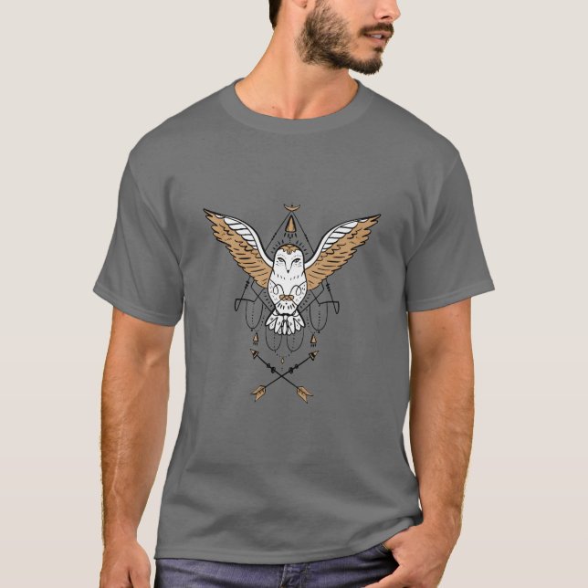 T-shirt Chouette du Boho géométrique (Devant)