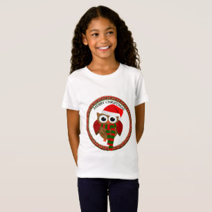 T-Shirt Chouette du Père Noël avec foulard rouge et blanc 