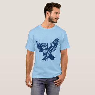 T-shirt Chouette éclairante - Bleu de Shibori