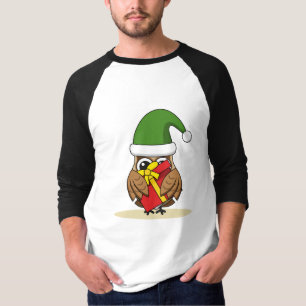 T-shirt Chouette elfe de Noël avec présent