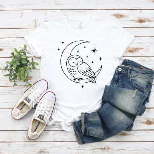 T-shirt Chouette endormie sur la Lune croissante en dessin