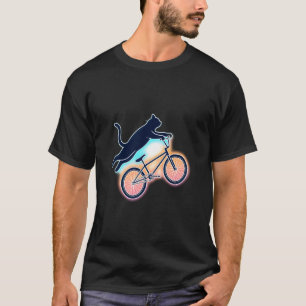 T-shirt Chouette et drôle de chat volant faisant du vélo B