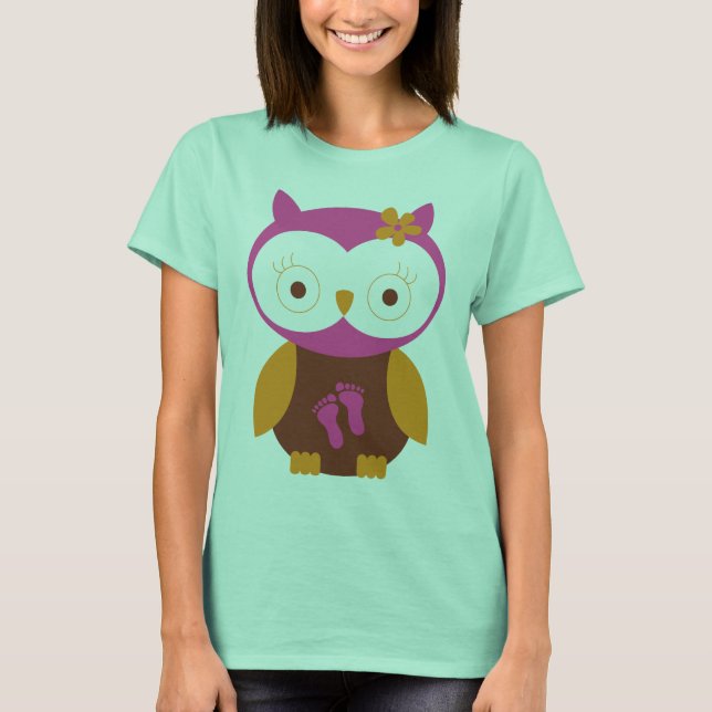 T-shirt Chouette Faire-part Grossesse bébé sur le chemin (Devant)