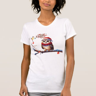 T-shirt Chouette festive dans un chapeau de Santa
