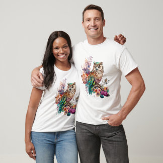 T-Shirt Chouette Florale Colorée