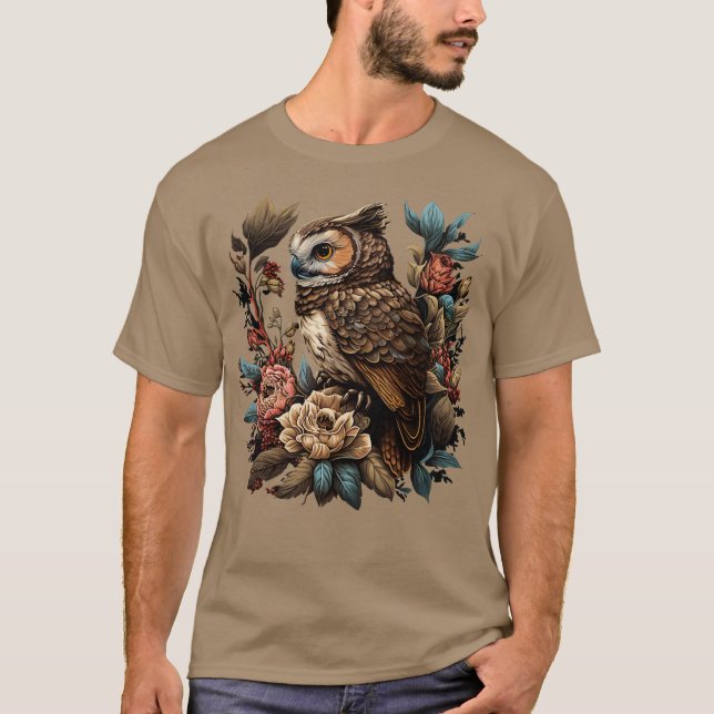 T-shirt chouette florale mignonne (Devant)