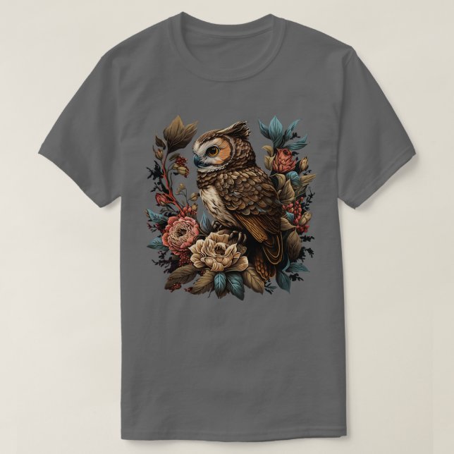 T-shirt chouette florale mignonne (Design devant)