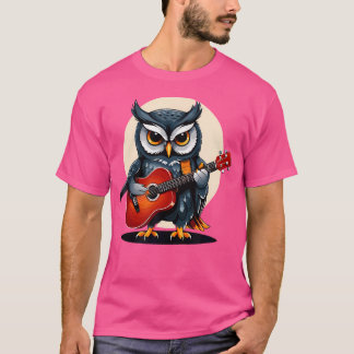 T-shirt Chouette Jouant Acoustique Guitare Chouette Guitar