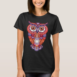 T-shirt Chouette Maori Abstraite Impression Animale Mosaï
