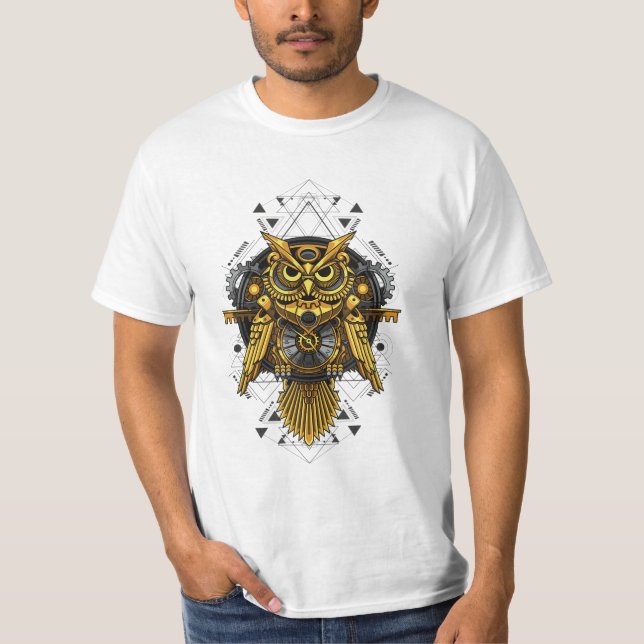 T-shirt Chouette mécanique à vapeur (Devant)