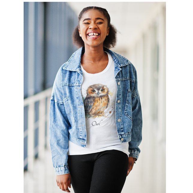 T-shirt Chouette mignonne en aquarelle (Créateur téléchargé)