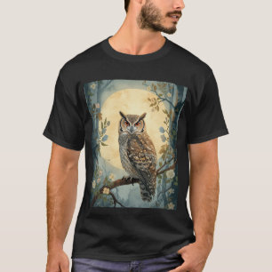 T-shirt Chouette mystique Art de la forêt au clair de lune