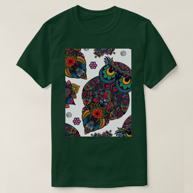 T-shirt Chouettes autochtones harmonieuses patternowl aux  (Design devant)