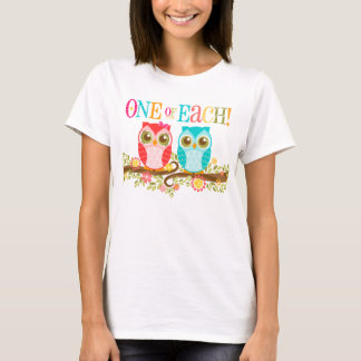 T-shirt Chouettes pour bébés - Une de chacune ! Jumelles -