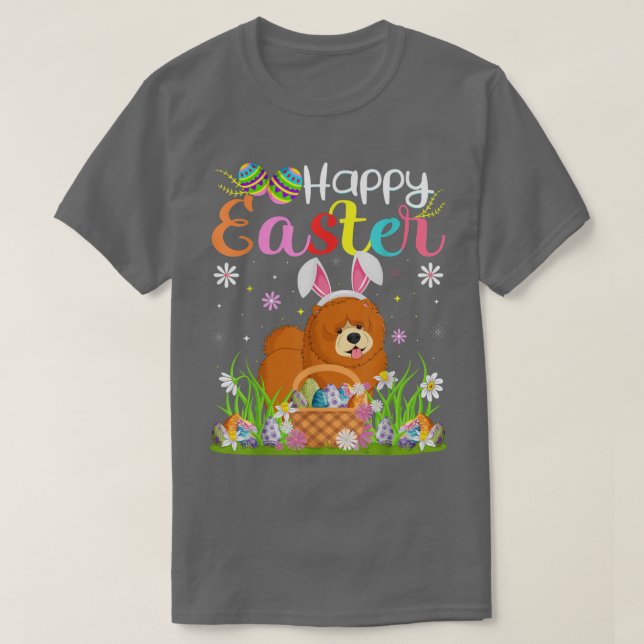 T-shirt Chow Chow Chien Bunny Oeuf Chasse Funny Chow Chow  (Design devant)