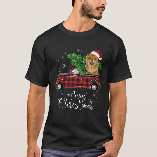 T-shirt Chow Chow Chien Ride Camion Rouge Chien de Noël Dr (Devant)